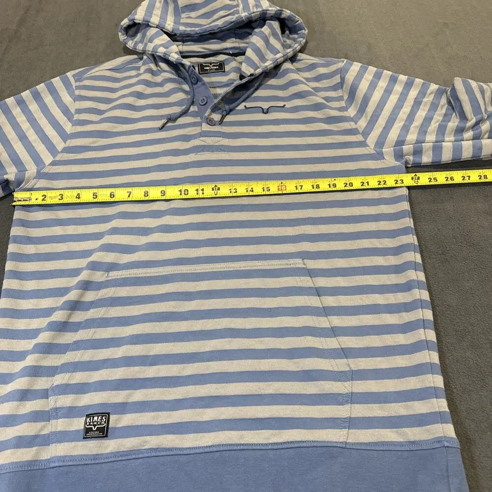Kimes Ranch Sweater Men XL Blue Striped Hoodie Pullover Long Sleeve Athleisure